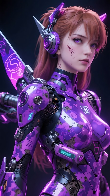 紫色机甲战士未来科技感十足