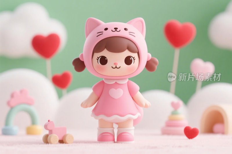 可爱卡通女孩玩偶插画