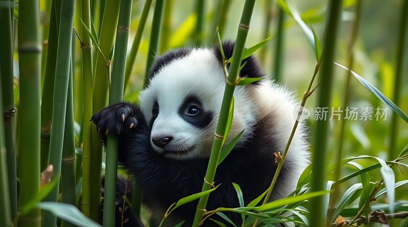 熊猫宝宝探出头望向镜头