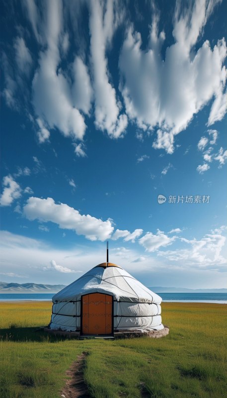 青海湖蒙古包景