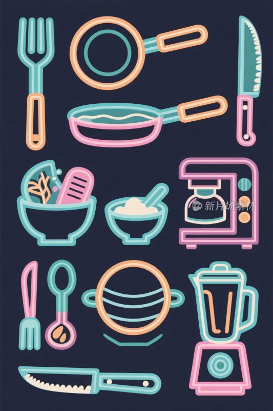 厨房工具图标插画
