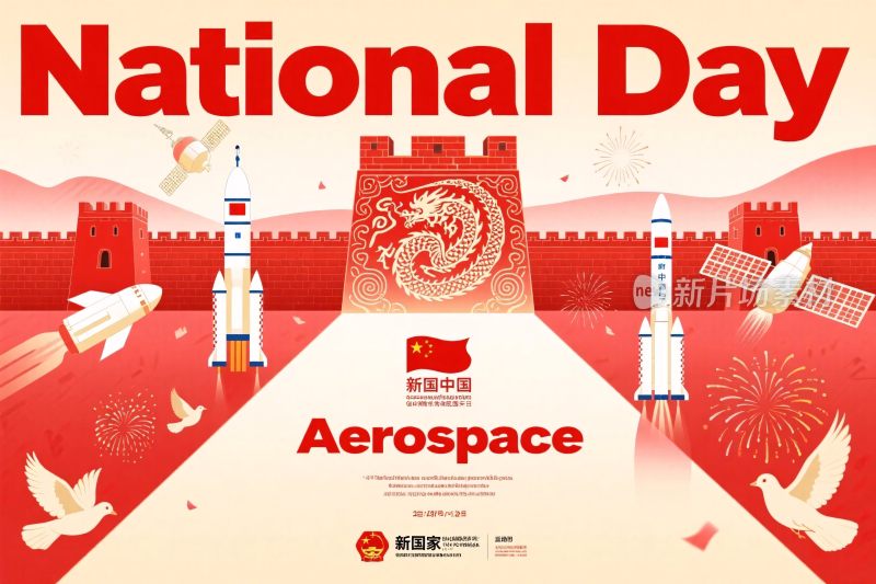 国庆航天主题插画