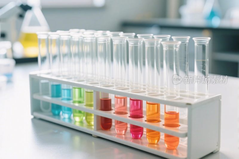 实验室试管与彩色液体