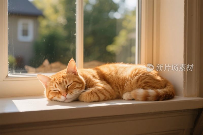 橘猫在窗台休憩