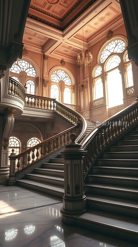 阳光下的宏伟楼梯