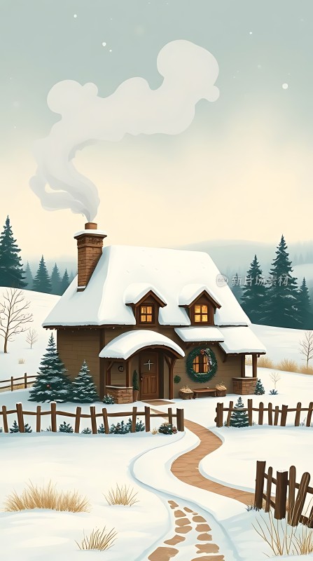 雪中小木屋温馨家园