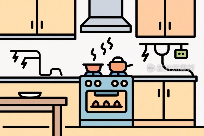 厨房场景插画