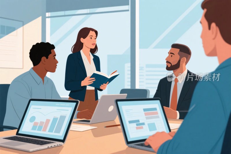 办公室会议场景插画