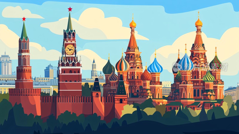 俄罗斯标志建筑天际线