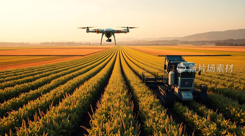 科技助力农业无人机与收割机协同作业