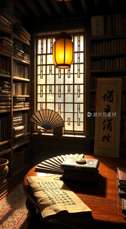 古风书房书卷飘香