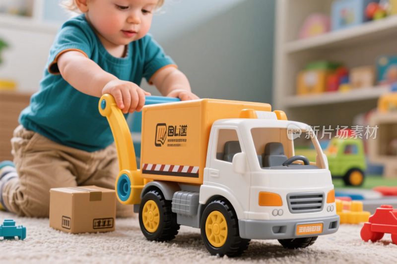 小孩玩玩具卡车