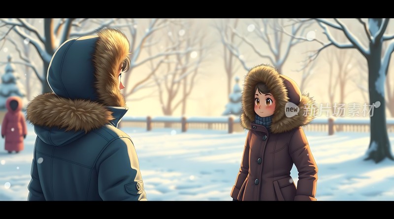 雪地里的温馨对话