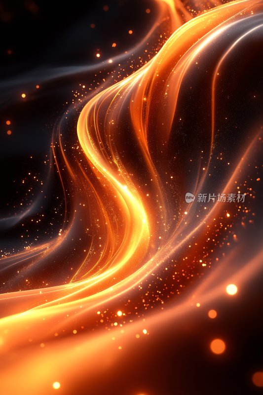 流动的橙色光影特效画面