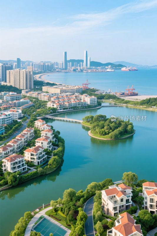 城市湖景风光图