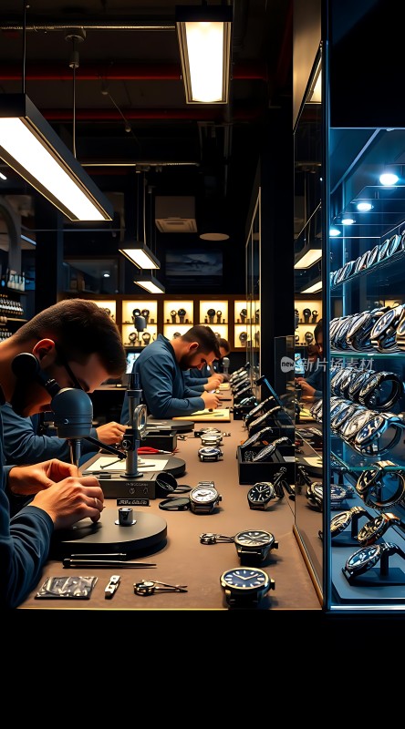 钟表匠人专注打磨腕表