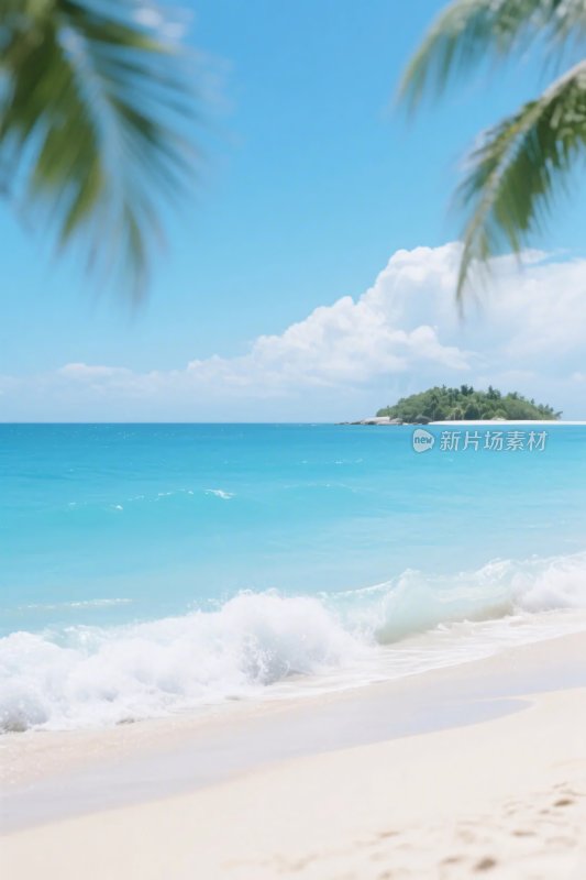 热带海滩风景插画