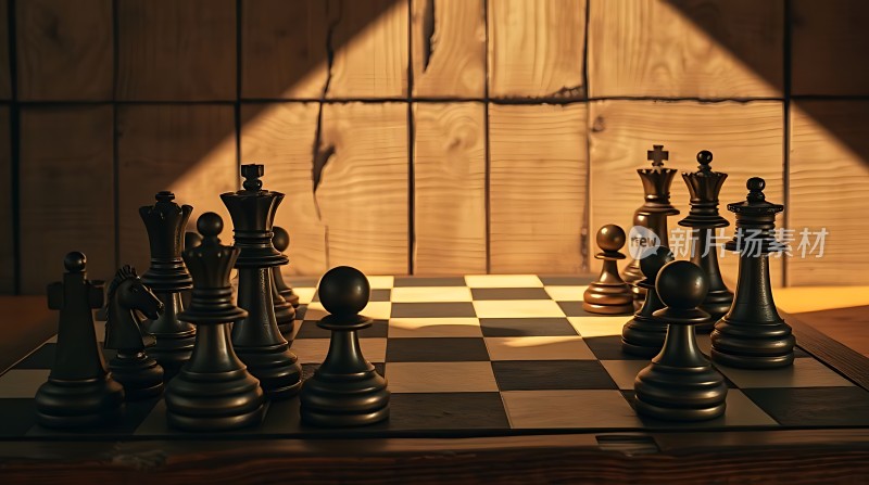 棋局对弈光影交错下的战略博弈