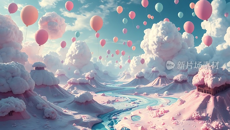 气球飘浮梦幻仙境