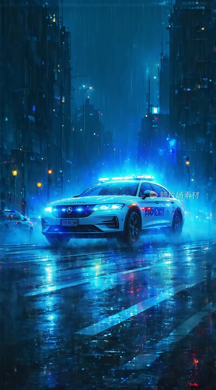 雨夜警车疾驰