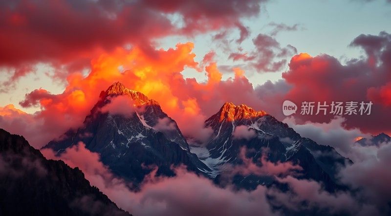 日出云海映雪山