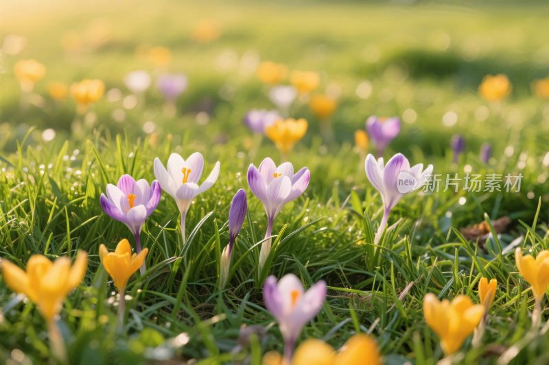 春日草地花卉景色