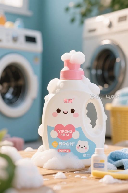 可爱卡通洗涤用品插画