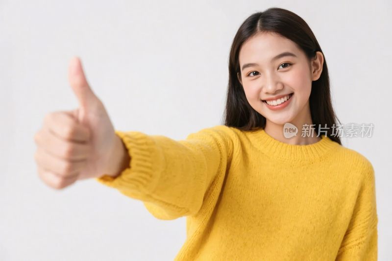 女性点赞微笑摄影