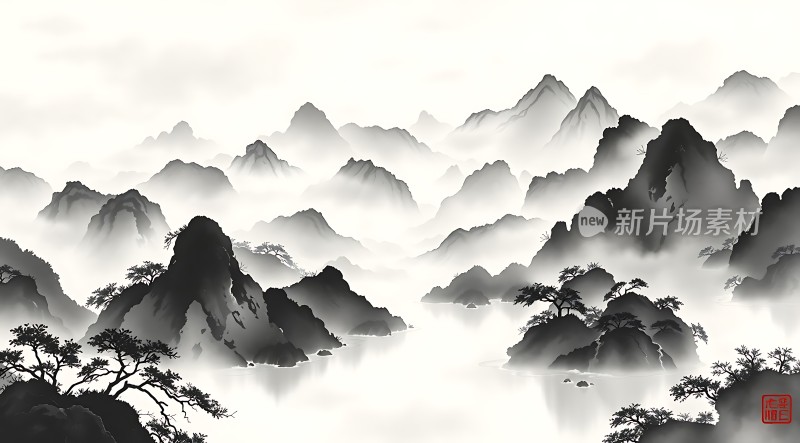 云雾缭绕的山川美景