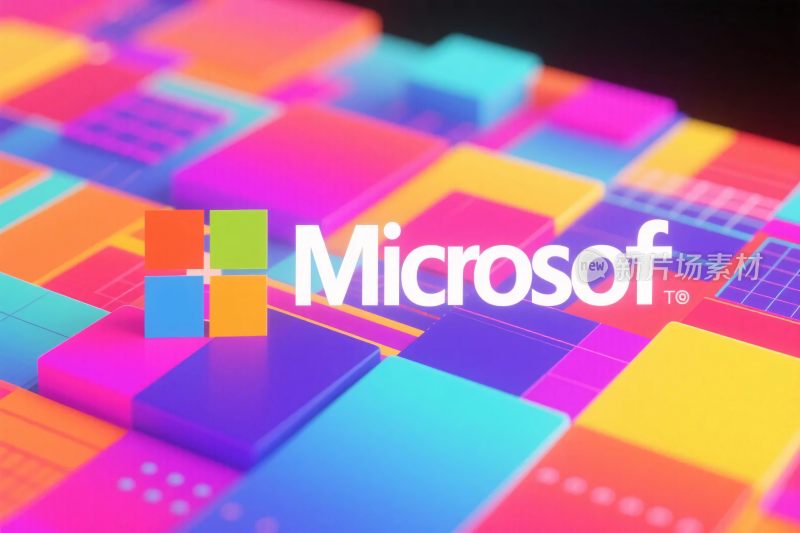 微软彩色几何方块背景图