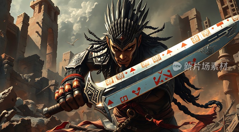 战火中的英雄手持神剑守护古城