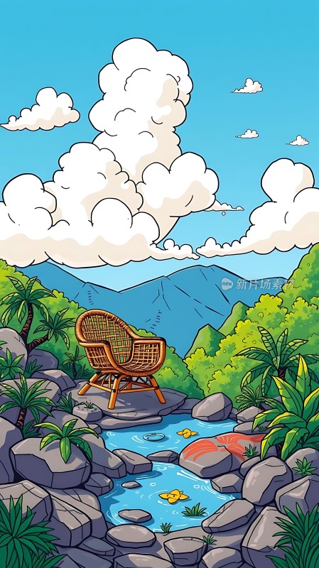 山间小溪旁的宁静时光