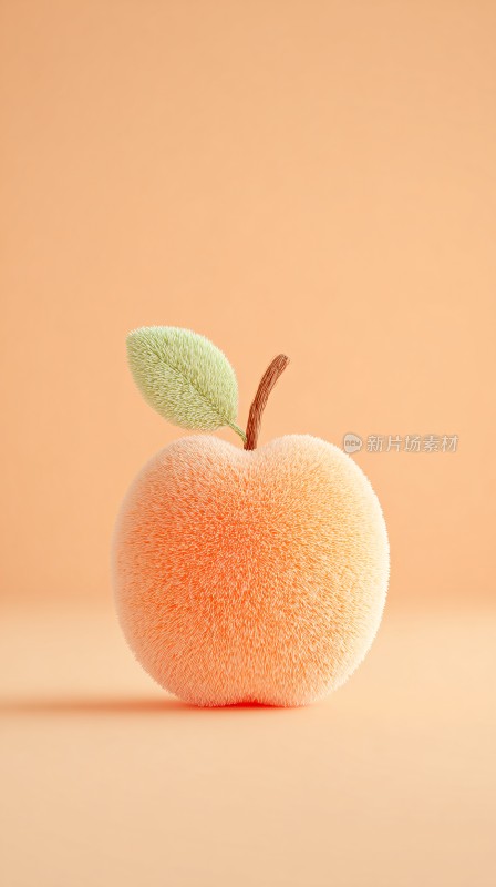 毛绒质感的橙色桃子摆件