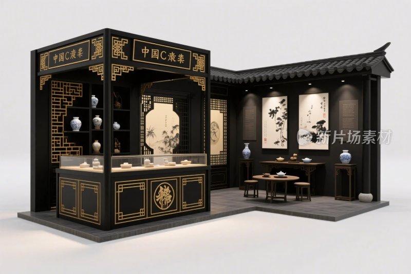 中式古风店铺三维场景