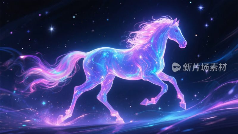 梦幻星空下的炫彩奔马