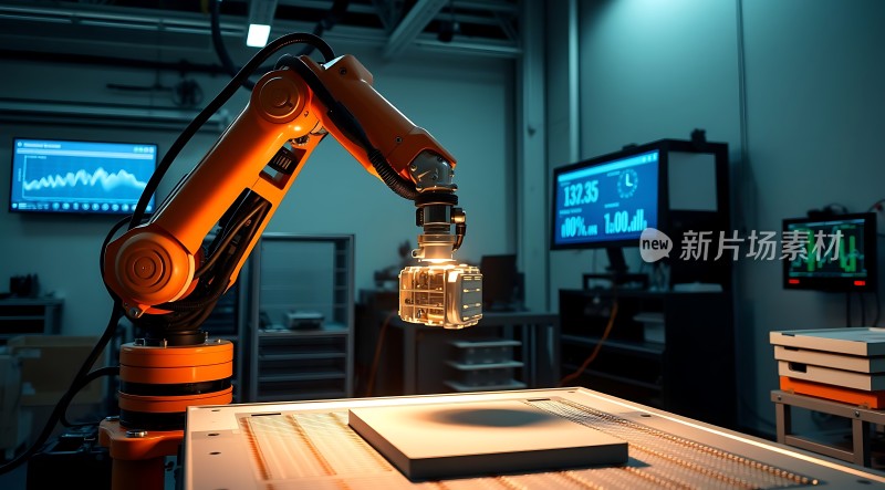 工业机器人精准操作科技感十足的场景