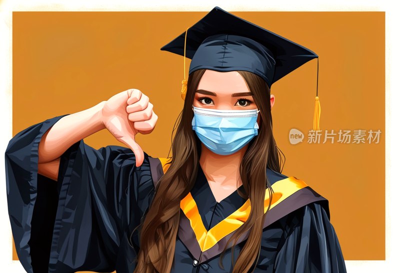 毕业女生戴口罩