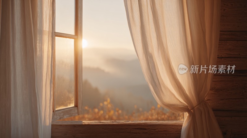 窗边的晨曦美景