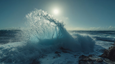 海浪翻滚的蓝色海洋