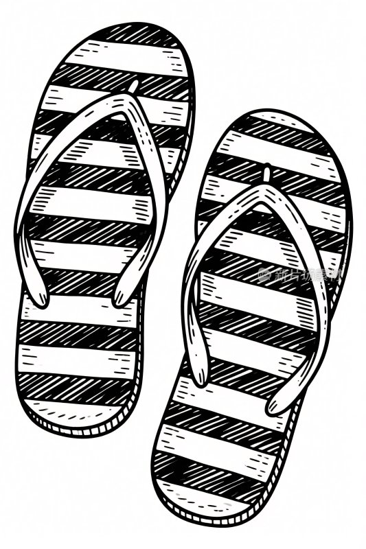 黑白条纹拖鞋插画
