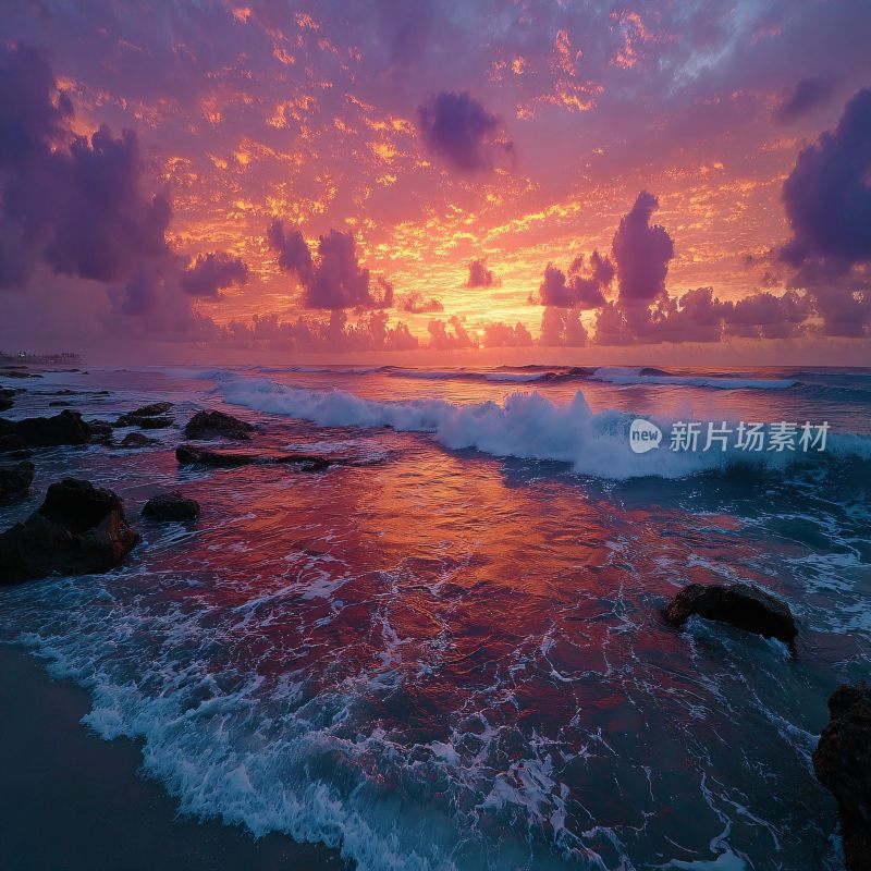 海边绚烂的日落美景