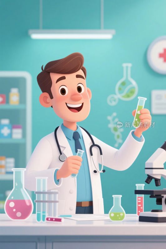 卡通科学家实验室插画