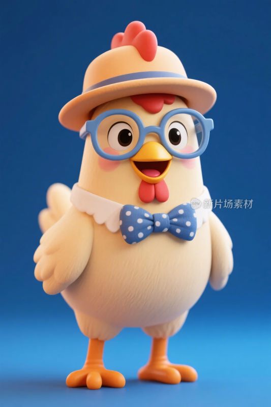 卡通戴帽眼镜小鸡形象