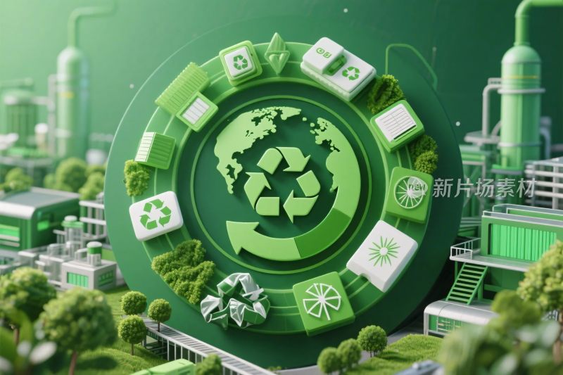 绿色环保循环经济插画