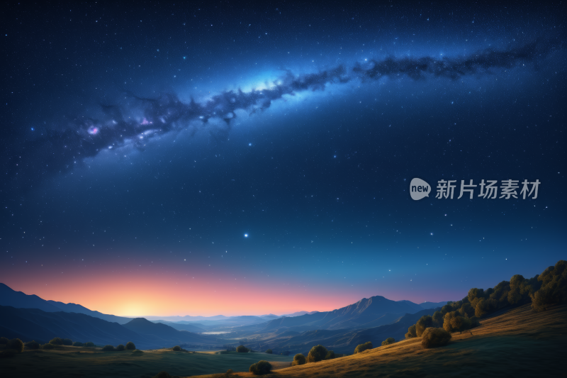 星空夜空有山脉和遥远的星空风景风光图片