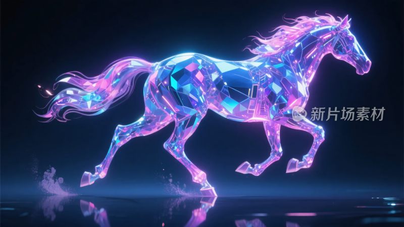 梦幻炫彩奔跑的透明骏马