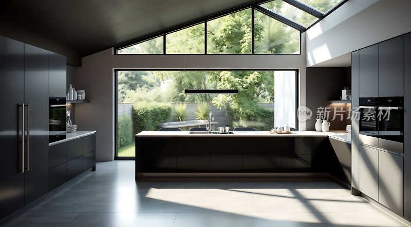 现代厨房设计自然光线充足简约风格