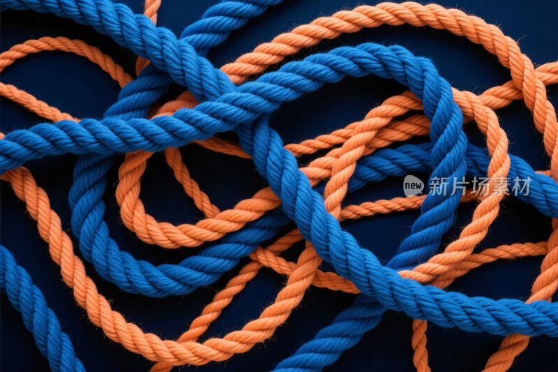 彩色绳结特写图