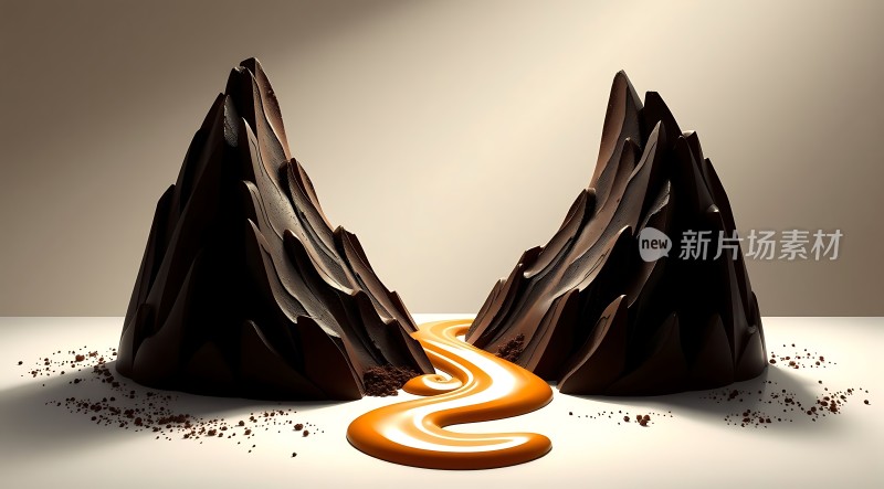 巧克力山脉与流淌的酱汁