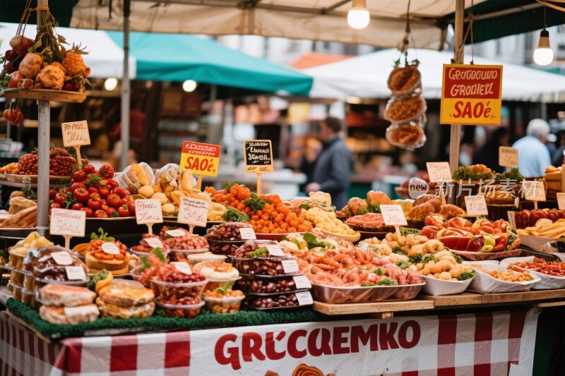 集市果蔬摊位陈列